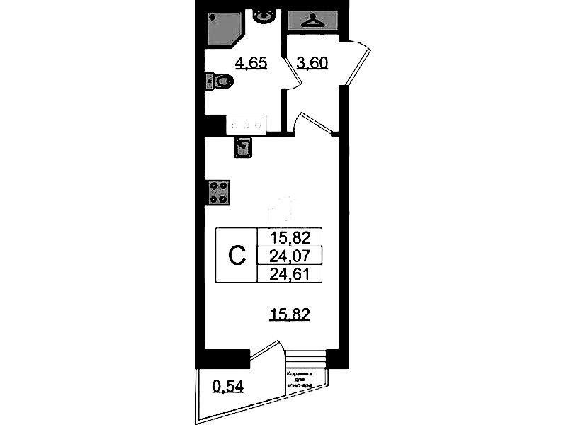 Квартира студия 24.61 м², 6/11 эт., ЖК «VEREN NORT Сертолово»